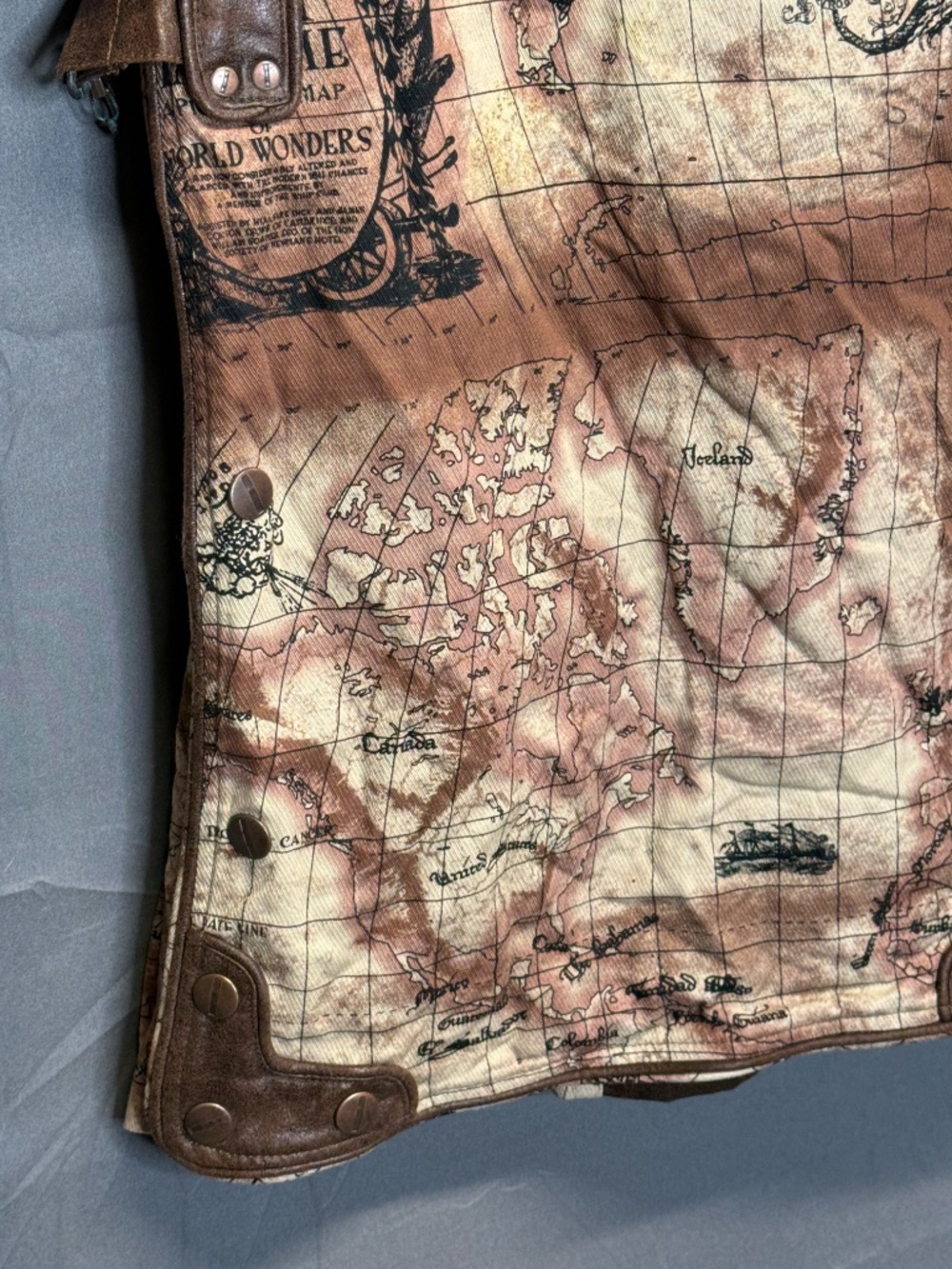 Lip Service Map of the World Pleated Cargo Kilt, Steampunk, Traveler, Goth, Punk - Picture 9 of 11